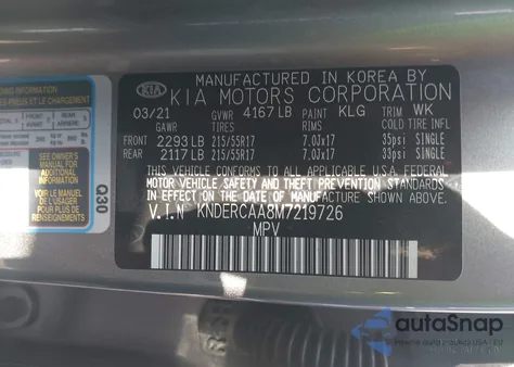 2021 Kia Seltos Ex из США, поврежденный, VIN KNDERCAA8M7219726